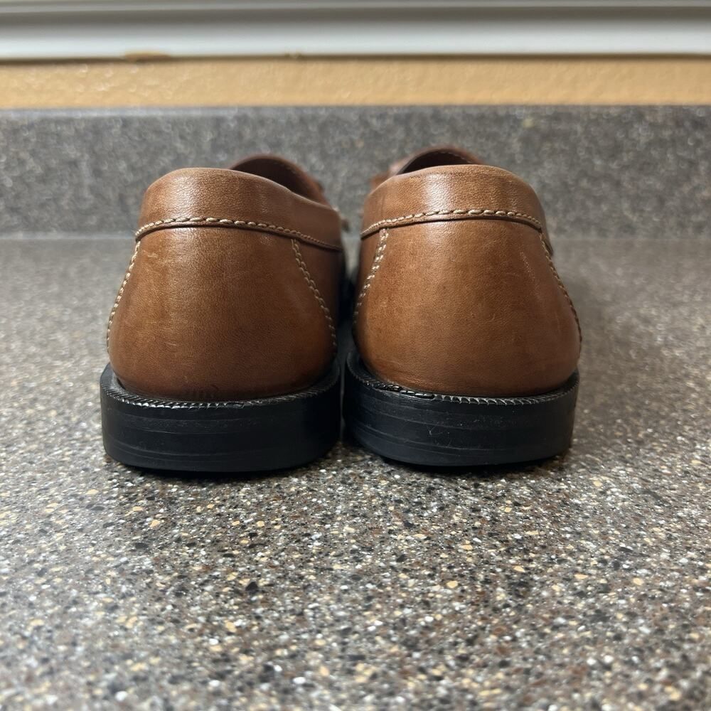 Cole Haan Men 9.5M Brown Leather Classic Comfort Dress SlipOn Tassel Fringe Shoe - Picture 8 of 10